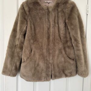 GAP Taupe Faux Fur Teddy Jacket